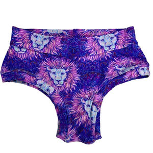 Handmade Lilac Lions Cheeky Panty | Boho Regal Undie Cotton Brief – XS